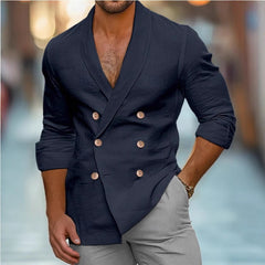 Double-Breasted Casual Blazer for Men - Stylish and Versatile Design