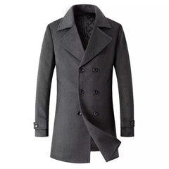 Stylish Double-Breasted Men's Pea Coat - Perfect for Winter and Formal Occasions