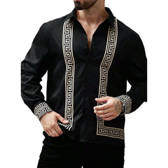 Men's Printed Lapel Long Sleeve Shirt MTA1784C2X