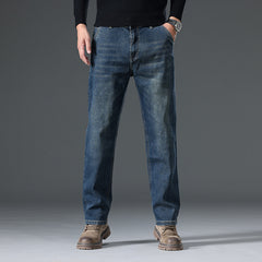 Men's Relaxed Straight Fit Jeans with Stretchy Design for Comfort and Style