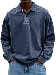 Stylish Long Sleeve Polo Shirt For Men - Perfect For Casual And Everyday Wear