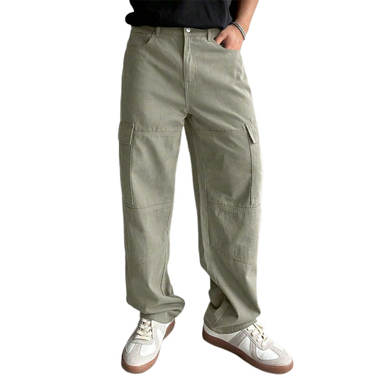 Men's Cotton Vintage Washed Casual Cargo Pants MTA0393D6X