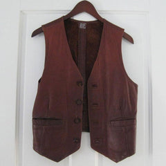 Vintage 1960s-70s Hand-Crafted Leathering Heights Provincetown Men’s Brown Vest