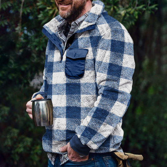 Plaid Half-Zip Pullover Jacket for Outdoor Adventures