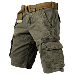 Men's Outdoor Vintage Washed Cotton Washed Multi-pocket Tactical Shorts