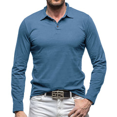 Men's Stylish Long Sleeve Polo Shirt - Perfect For Casual And Formal Wear