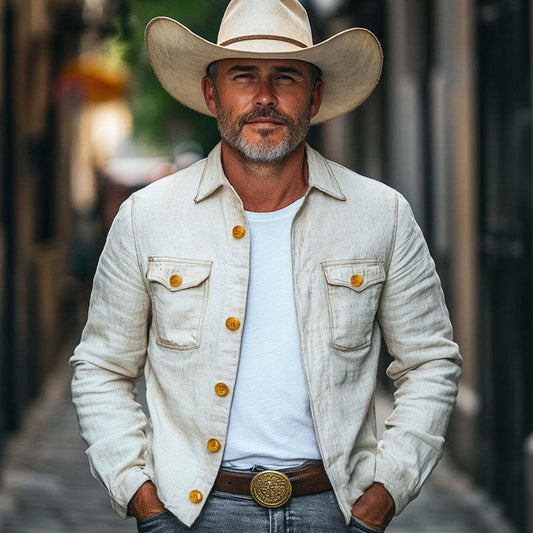 Men's Spring And Autumn Cotton And Linen Button Jacket MTA1915C0U