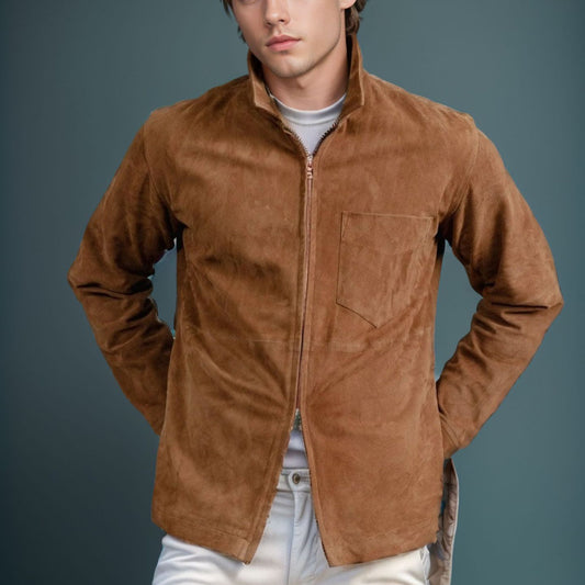 Stylish Brown Zip-Up Jacket for Men - Perfect for Casual and Outdoor Adventures