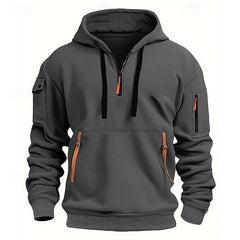 Men's Casual Hoodie With Reflective Stripes - Perfect For Outdoor Activities And Everyday Wear