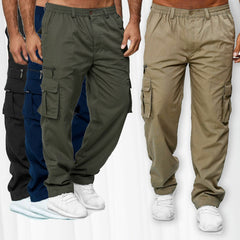 Men's Cargo Pants with Multi-Pockets and Adjustable Waistband for Outdoor Activities