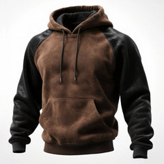 Outdoor Men's Casual Retro Contrast Stitching Raglan Sleeve Hooded Sweatshirt
