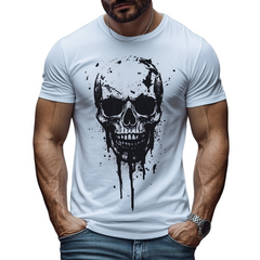 Men's Retro Casual Skull Print Round Neck Short Sleeve T-Shirt MTA1761C8TO