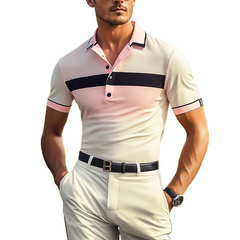 Men's Classic Casual Contrast Print Gradient Golf Short Sleeve Polo Shirt MTA1818C6K