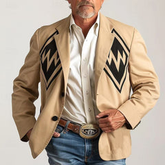Stylish Western-Inspired Blazer with Bold Geometric Design