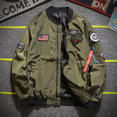 Stylish Bomber Jacket with Reflective Patches for Men - Perfect for Casual and Outdoor Activities