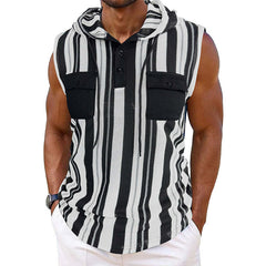 Men's Casual Striped Sleeveless Hooded Tank Top MTA0708D5X