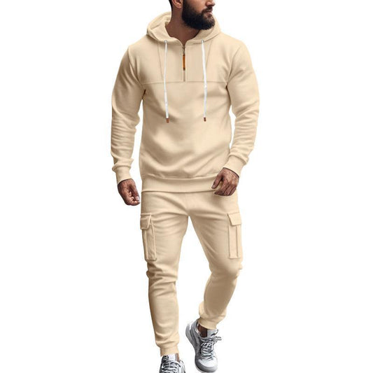 Men's Loose Sports Hooded Sweatshirt And Sports Pants Set 40057919Y