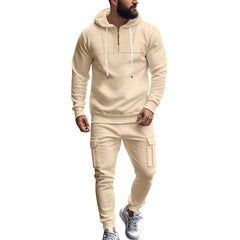 Men's Loose Sports Hooded Sweatshirt And Sports Pants Set 40057919Y
