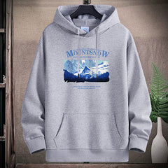 Stylish Mountain Graphic Hoodie For Men - Perfect For Casual Wear And Outdoor Adventures