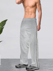 Men's Stylish Green Track Pants with Striped Side Panels