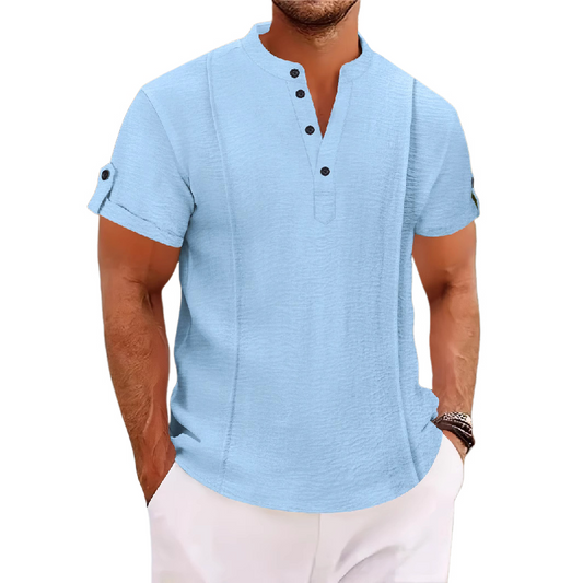 Men's Casual Stand Collar Short Sleeve Shirt MTA0769D7X