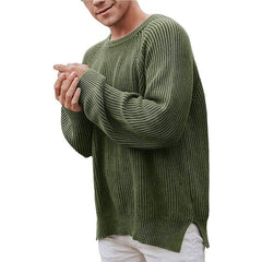 Men's Casual Ribbed Knit Sweater - Perfect for Fall and Winter Layers