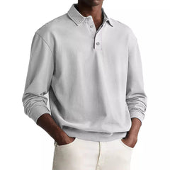 Stylish Long-Sleeve Polo Shirt For Men - Perfect For Casual And Semi-Formal Occasions