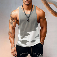 Men's Casual U-neck Slim Fit Jacquard Knitted Tank Top MTA2518C9M