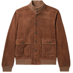 Classic Brown Jacket With Button Closure And Functional Pockets