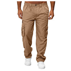 Men's Cargo Pants with Multi-Pockets and Adjustable Waistband for Outdoor Activities