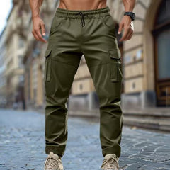 Men's Versatile Cargo Pants with Adjustable Waistband for Casual and Outdoor Use