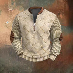 Stylish Cable Knit Quarter-Zip Sweater For Men - Perfect For Casual And Outdoor Wear