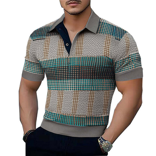 Men's Summer Comfort Skin-friendly Printed Polo Neck T-Shirt MTA2831C1U
