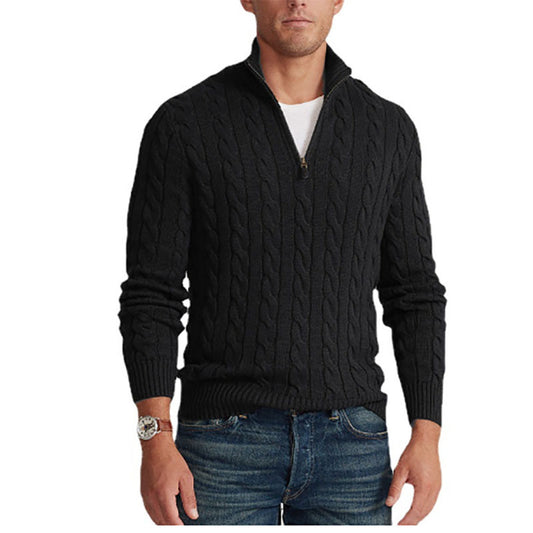 Cable Knit Half-Zip Sweater for Men - Stylish and Cozy Winter Wear