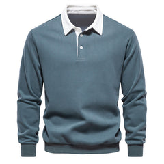 Classic Navy Blue Polo Shirt for Men - Stylish and Comfortable Long Sleeve Design