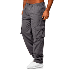 Men's Cargo Pants with Multi-Pockets and Adjustable Waistband for Outdoor Activities