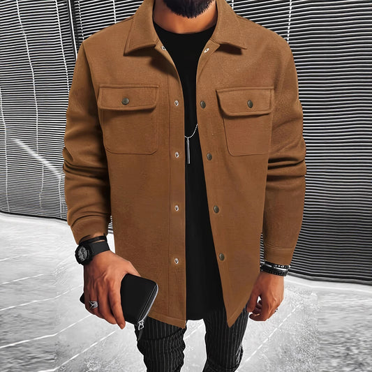 Stylish Men's Brown Jacket With Functional Pockets And Modern Design
