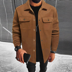 Stylish Men's Brown Jacket With Functional Pockets And Modern Design