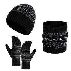 Men's Warm Knitted Hat, Scarf And Gloves Three-piece Set 65725898F
