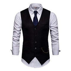 Men's Plain Print V-Neck Dress Vest 94317846M