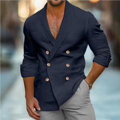 Double-Breasted Casual Blazer for Men - Stylish and Versatile Design