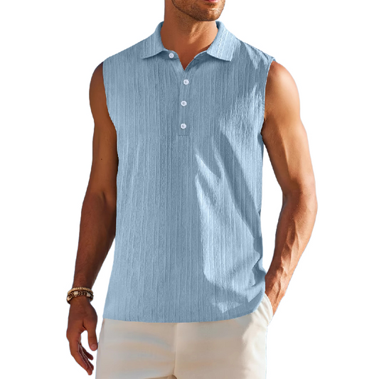 Men's Solid Color Lapel Pullover Tank Tops MTA0773D0X