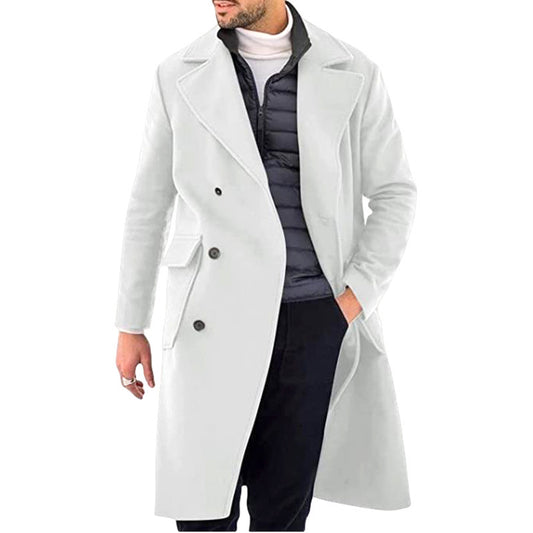 Men's Classic Double-Breasted Long Trench Coat - Stylish And Versatile For All Seasons