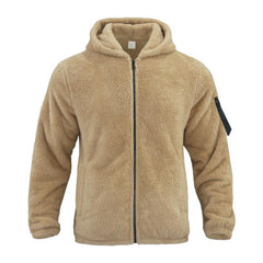 Men's Solid Color Double Fleece Warm Loose Hooded Jacket 18771046X