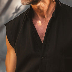 Men's Simple Wide Shoulder Sleeveless Shirt MTA1778C7P