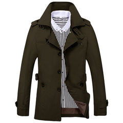 Men's Cotton Trench Coat: Mid-Length, Casual Autumn Outerwear