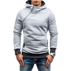 Stylish Men's Hooded Sweatshirt with Asymmetric Zipper Design for Casual Wear