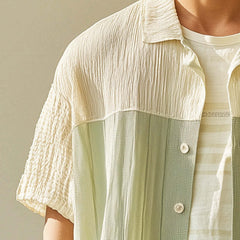 Men's Spring Fashion Textured Fabric Short Sleeve Casual Sports Shirt MTA0836D0P