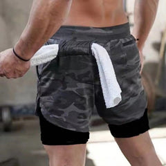 Men's Loose Running Shorts - Double-Layer Design, Multi-Pockets, Athletic/Casual Outdoor Gym Wear