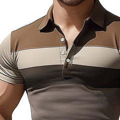 Men's Summer Comfortable Stretch Polo Neck Colorblock T-Shirt MTA0246D9U
